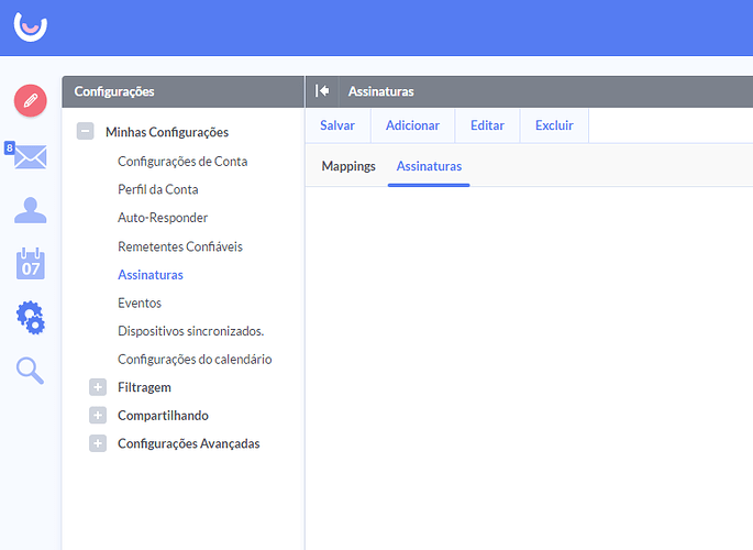 Configuração de assinaturas